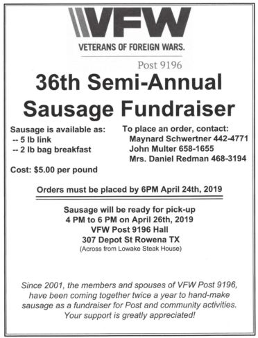 VFW Sausage Sale